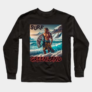 SURFING SAFARI GREENLAND Funny VIKING Curl Shooters Long Sleeve T-Shirt